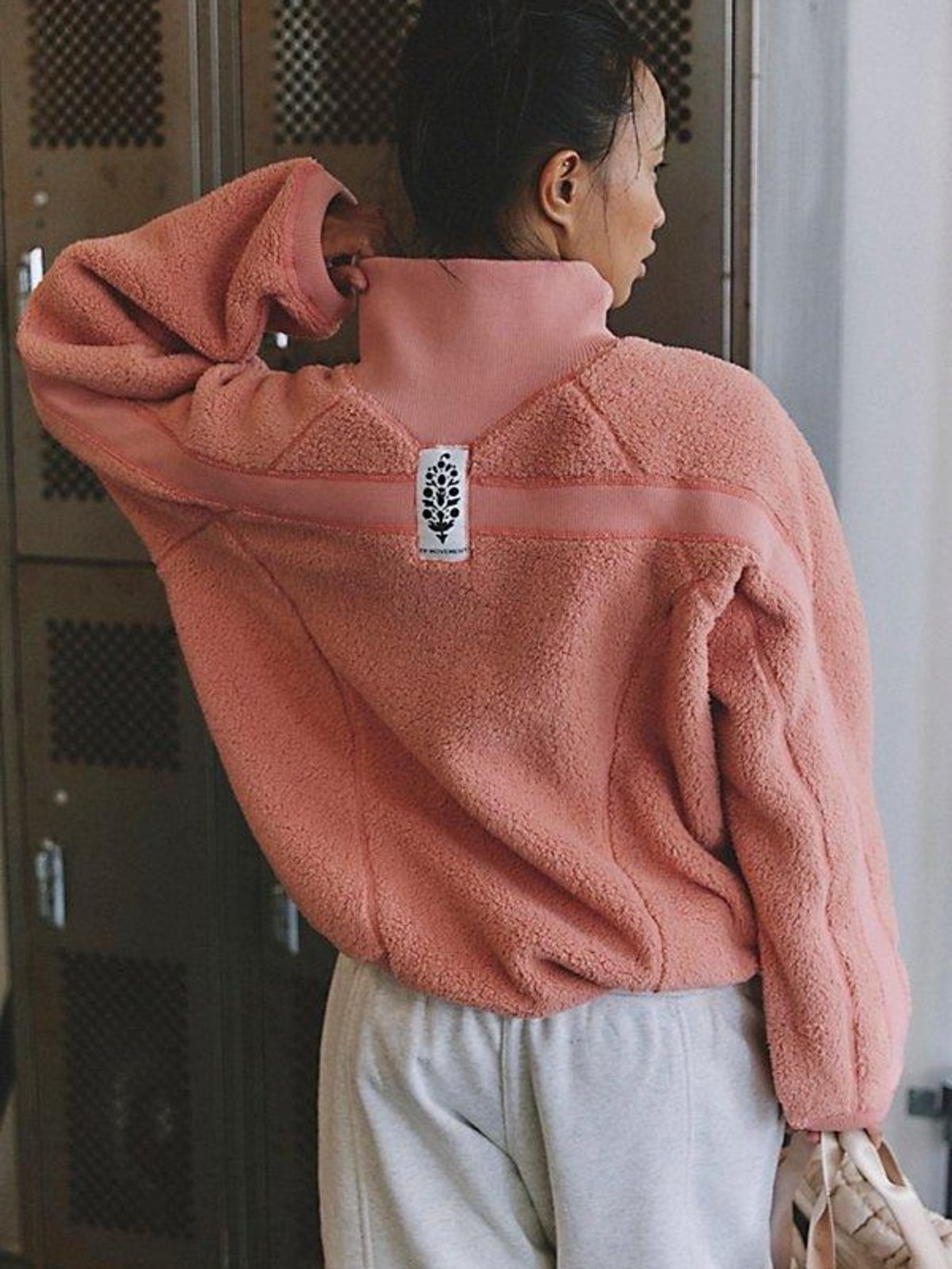 Free People Movement Peach Ready Set Rib Fleece Pullover
